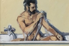 Robert C. Rore - Sich Duschender - 2024  Öl  24x30cm