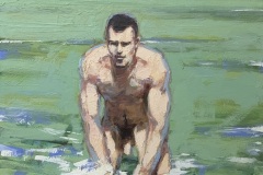 Robert C. Rore - Der badende Siegfried im Rhein - 2024  Öl  40x33cm