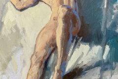 Robert C. Rore - Liegender (Das Selfie) - 2018  Öl  60x40cm