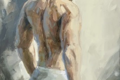 Robert C. Rore - Mann in weißer Unterhose - 2018  Öl  50x34cm