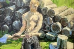 Robert C. Rore - Der Holzhacker - 2023  Öl  40x50cm