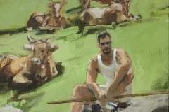 Robert C. Rore - Pastor - 2020  Öl  30x30cm