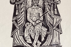 VERSPOTTUNG JESU ODER CHRISTUS IN DER RAST  / 1986  / Holzschnitt   43,5  x  27,5  cm  WVZ. 186