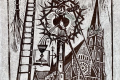 HERZ JESU KIRCHE, GRAZ  / 1991 / Holzschnitt   42,5  x  30,5 cm WVZ. 224