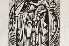 MADONNA MIT KIND  / 1975 / Holzschnitt   47,4  x  23,9 cm WVZ. 65